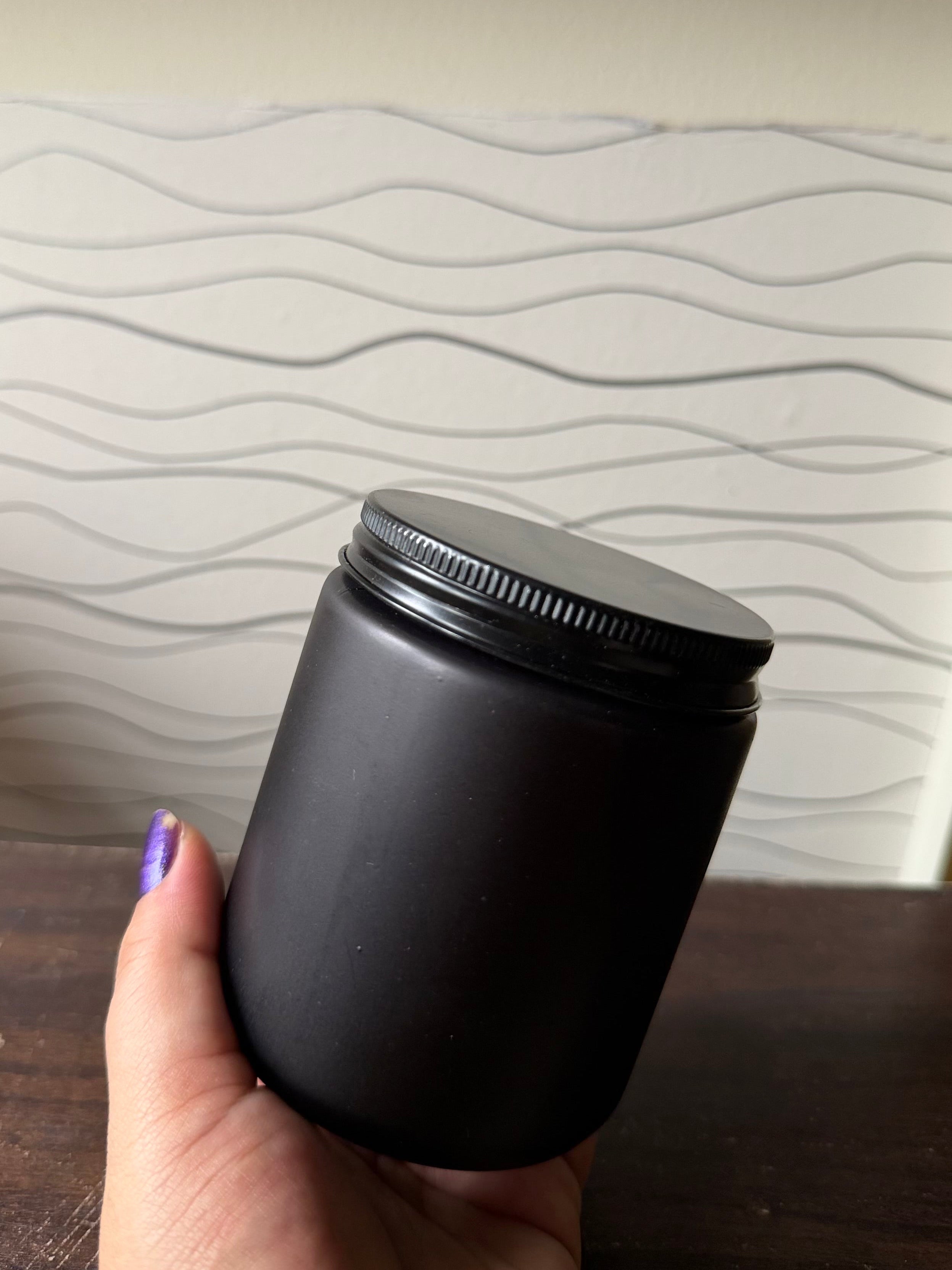 Black Matte Finish Glass Jar