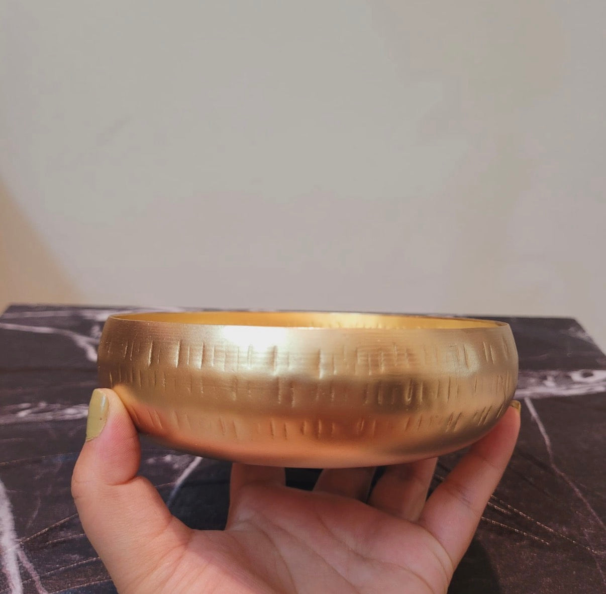 Golden Round Non-Hammered Metal Urli Candle Containers (4" & 5")