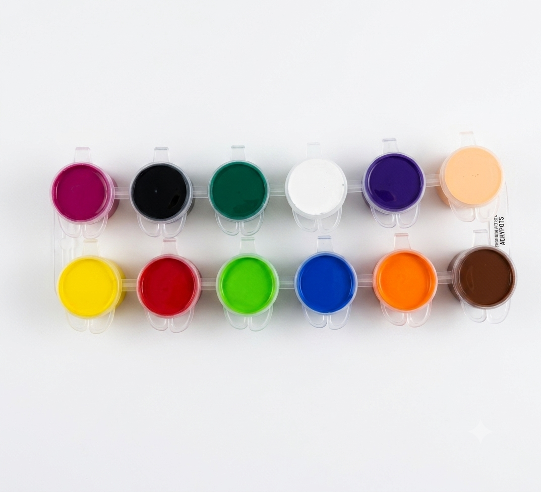 Paint Pots with Colors (1 Strip with 6 pots)