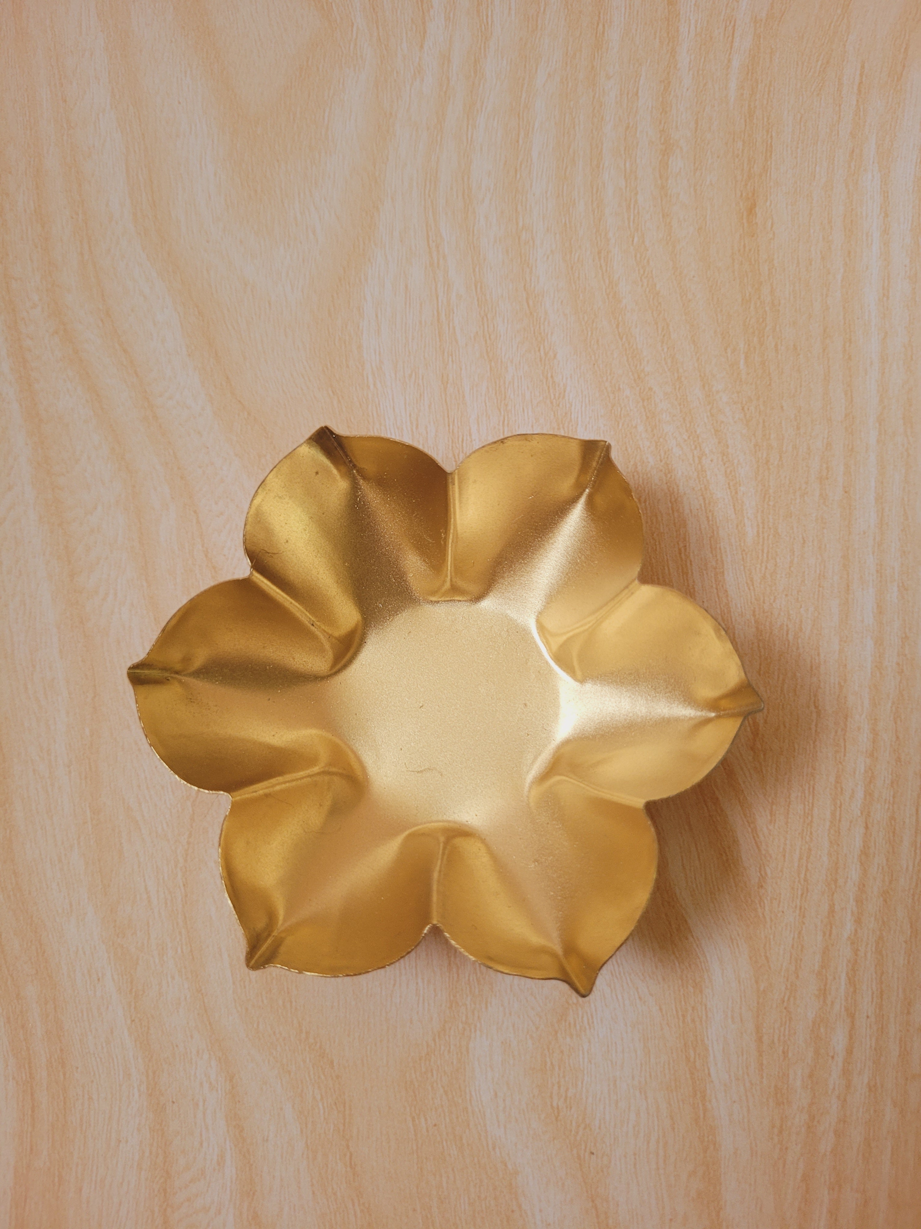Golden Flower Metal Urli Candle Containers (3" & 3.5")