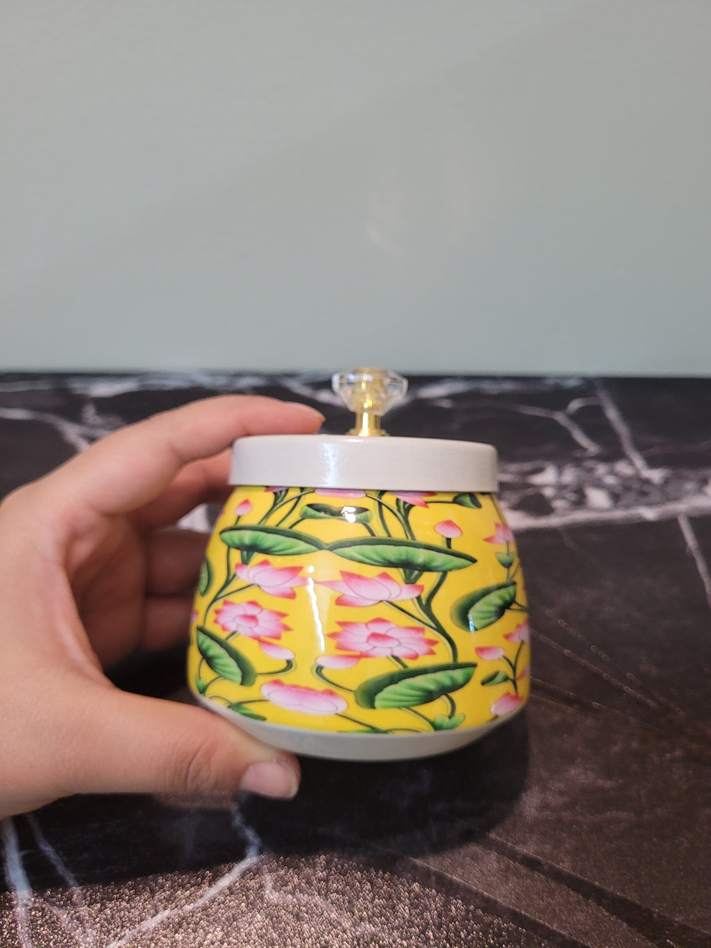 Pichwai Printed Festive Jar with Lid (3.5" x 3.8")