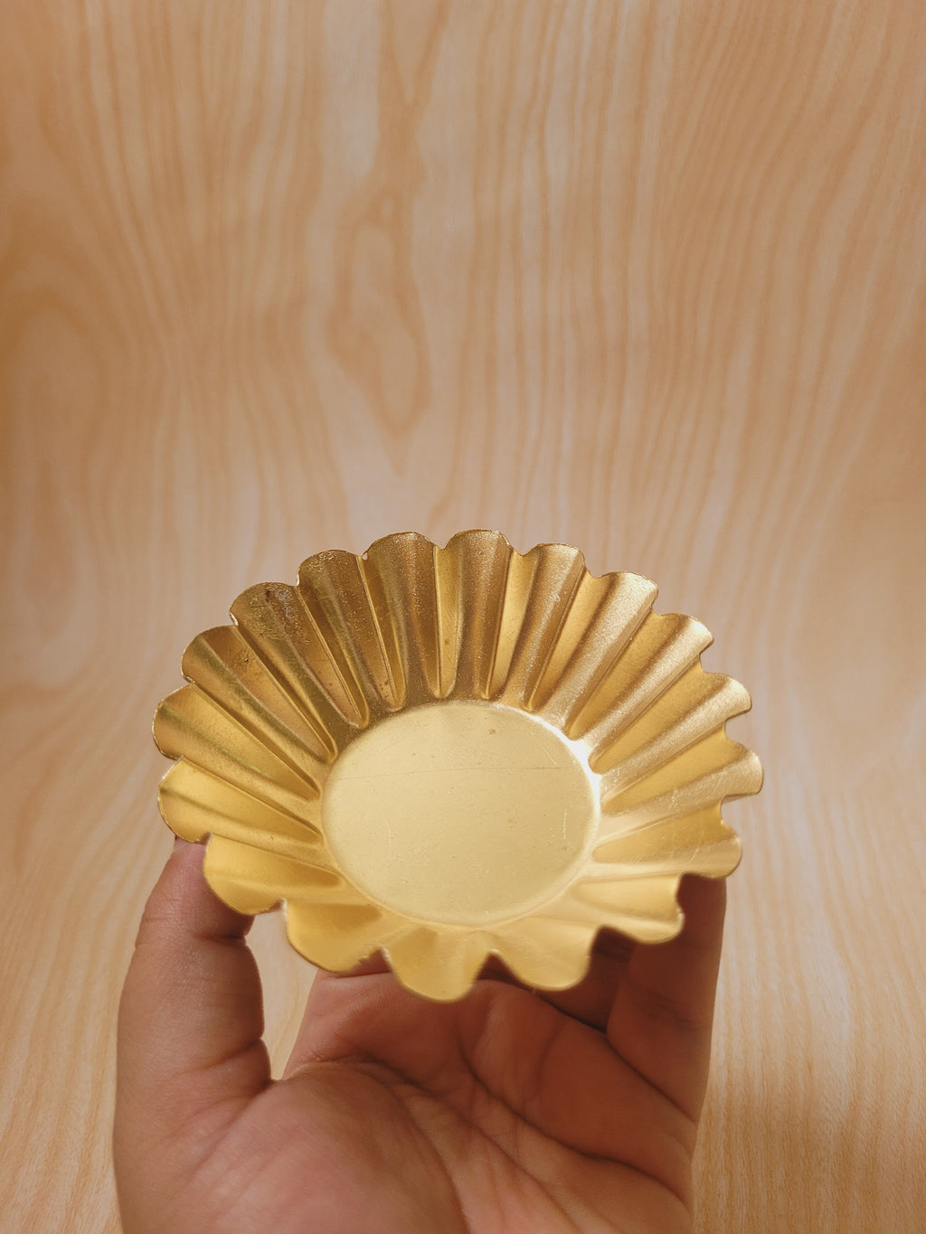 Golden Daisy Flower Metal Urli Candle Containers (3" & 3.5")