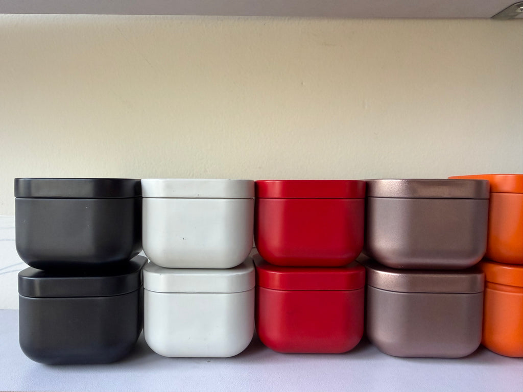 Square Tin Candle Jars with Lids - Multi-Color (2.1 x 2.1 Inch)