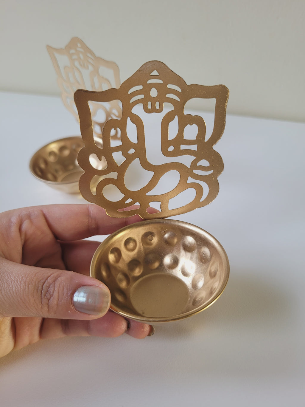 Golden Ganesha Mini T-light Diya Containers (1.3")