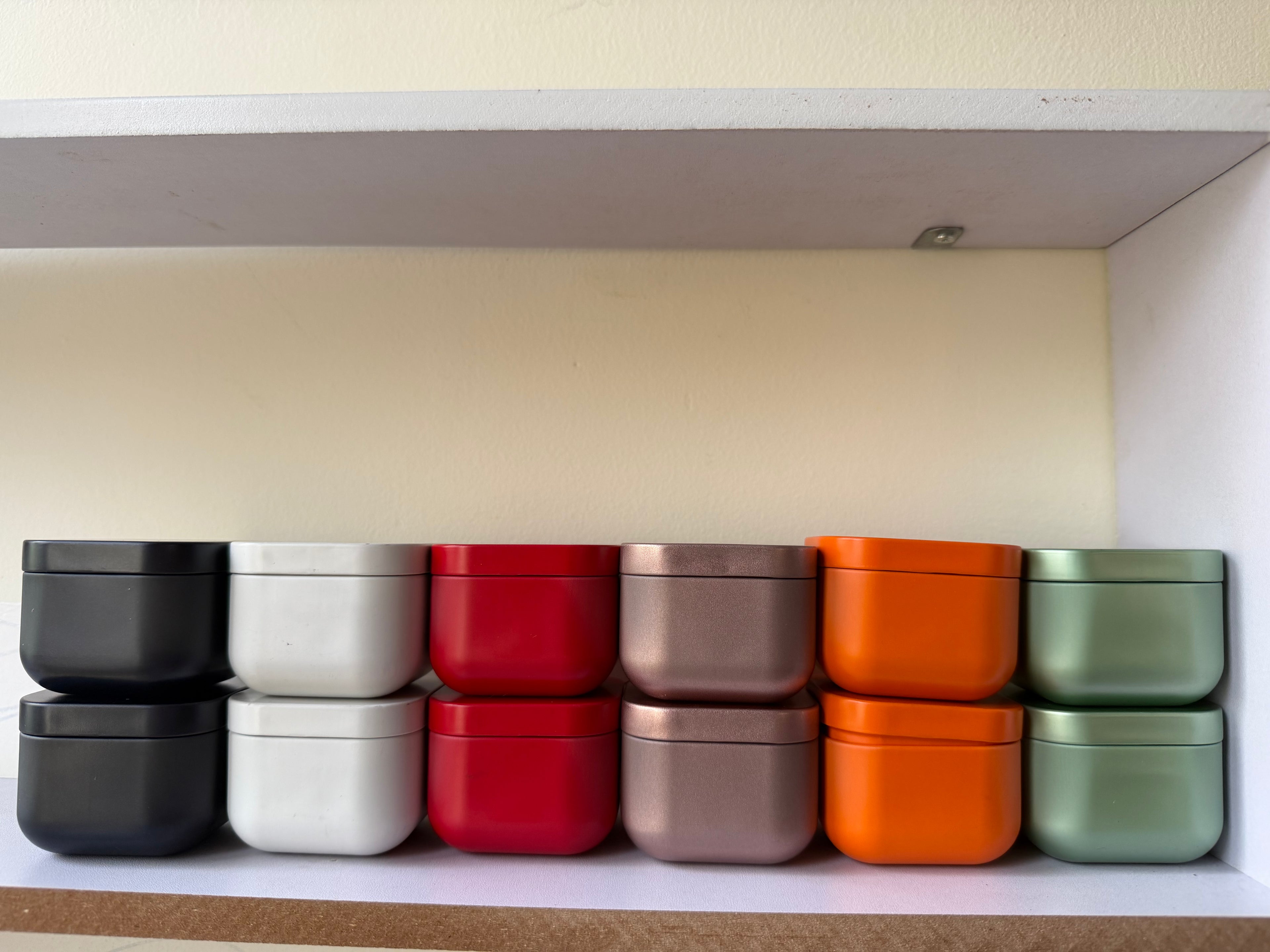 Square Tin Candle Jars with Lids - Multi-Color (2.1 x 2.1 Inch)