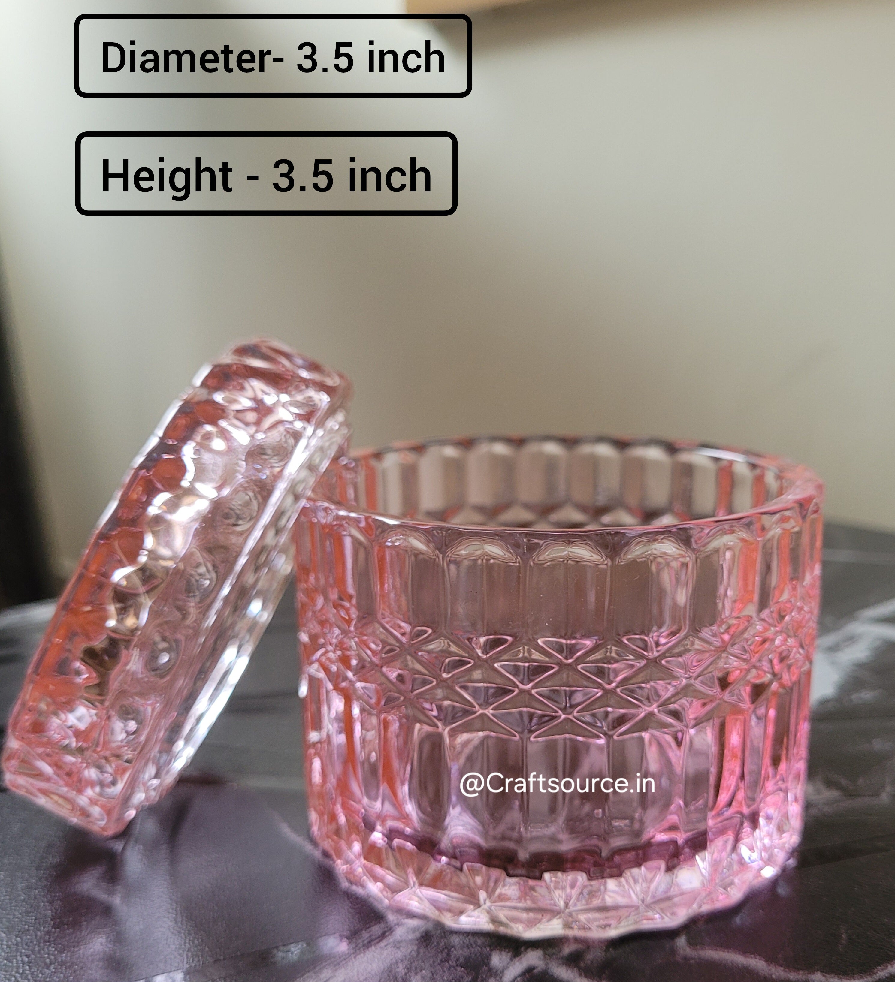Color Crystal Candle Jar with Lid (3.5 x 3.5 Inch)