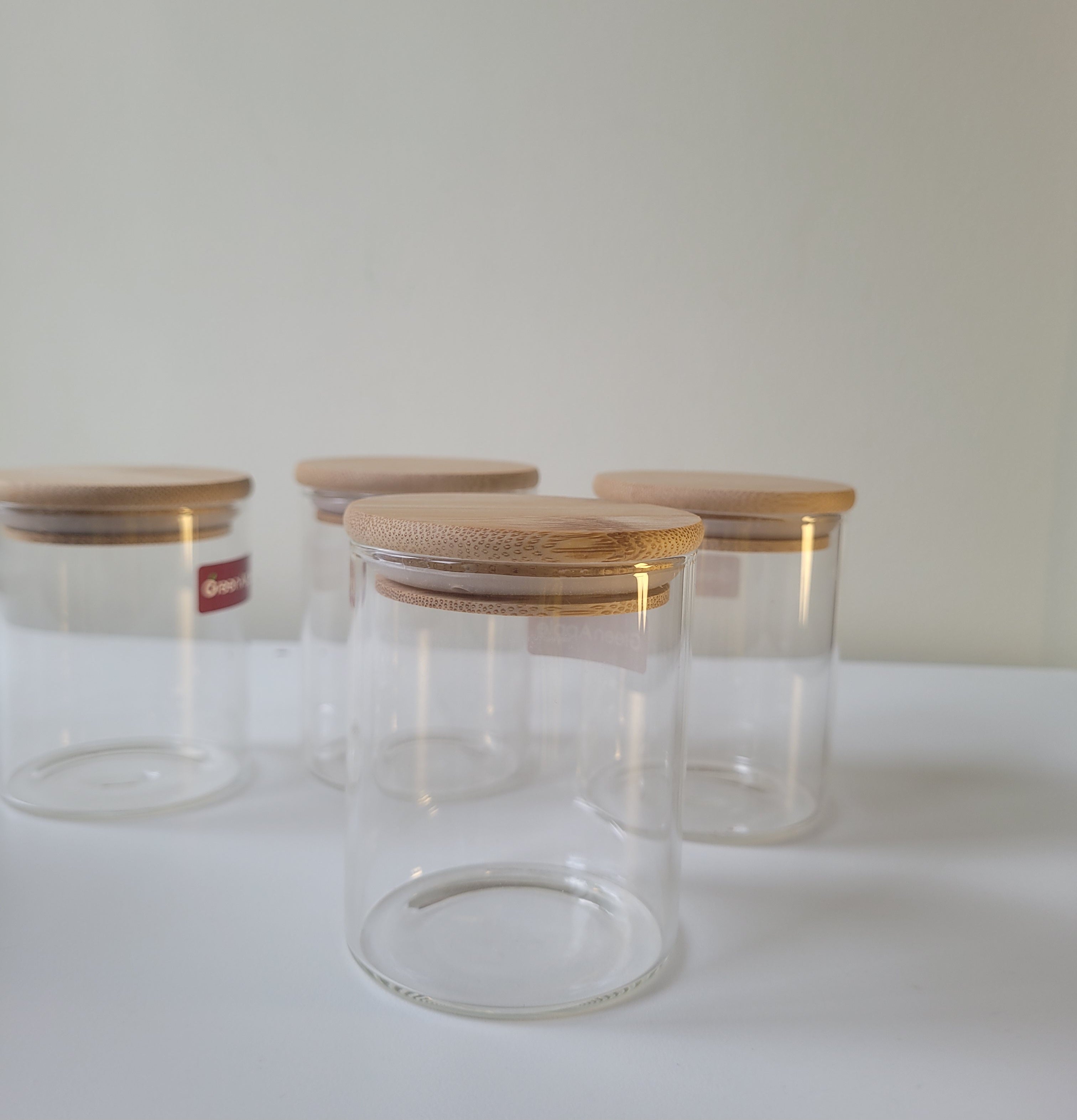 Straight Glass Jar with Wooden Lid