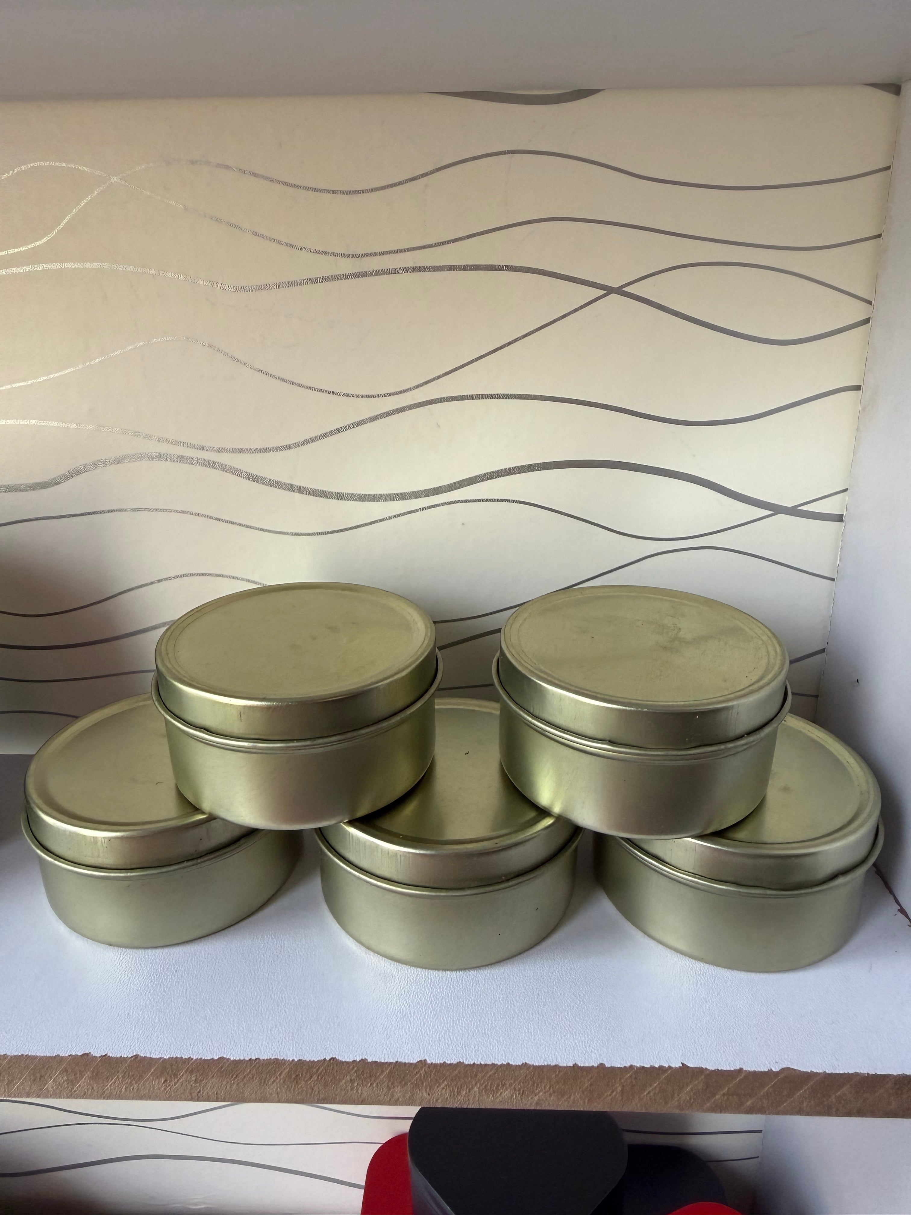 Gold Tin Candle Jar Medium with Lid (2.4 x 1.7 Inch)