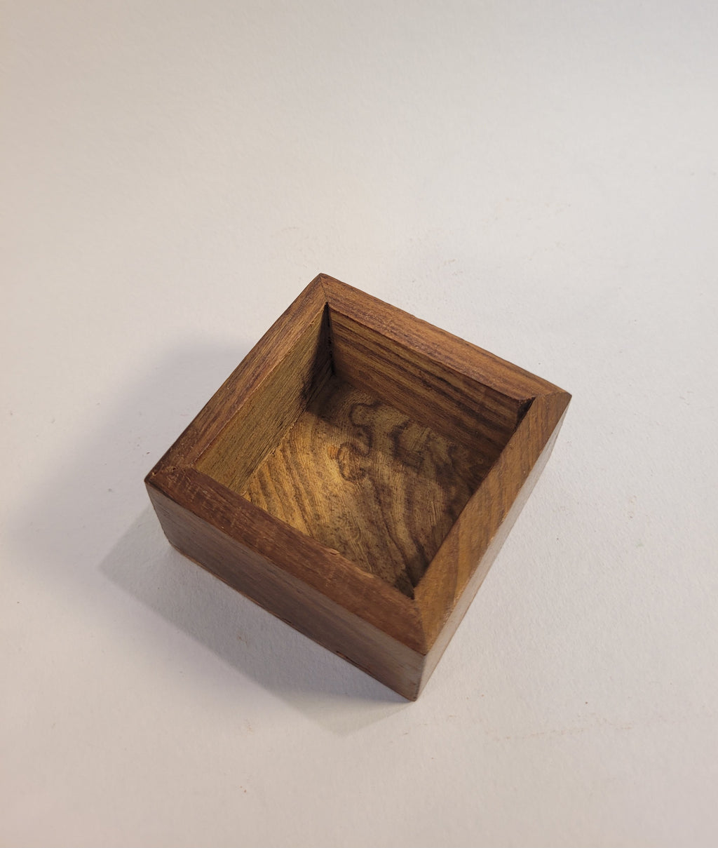 Small Square Wooden Candle Bowl (3.5" x 3.5" x 1.1")