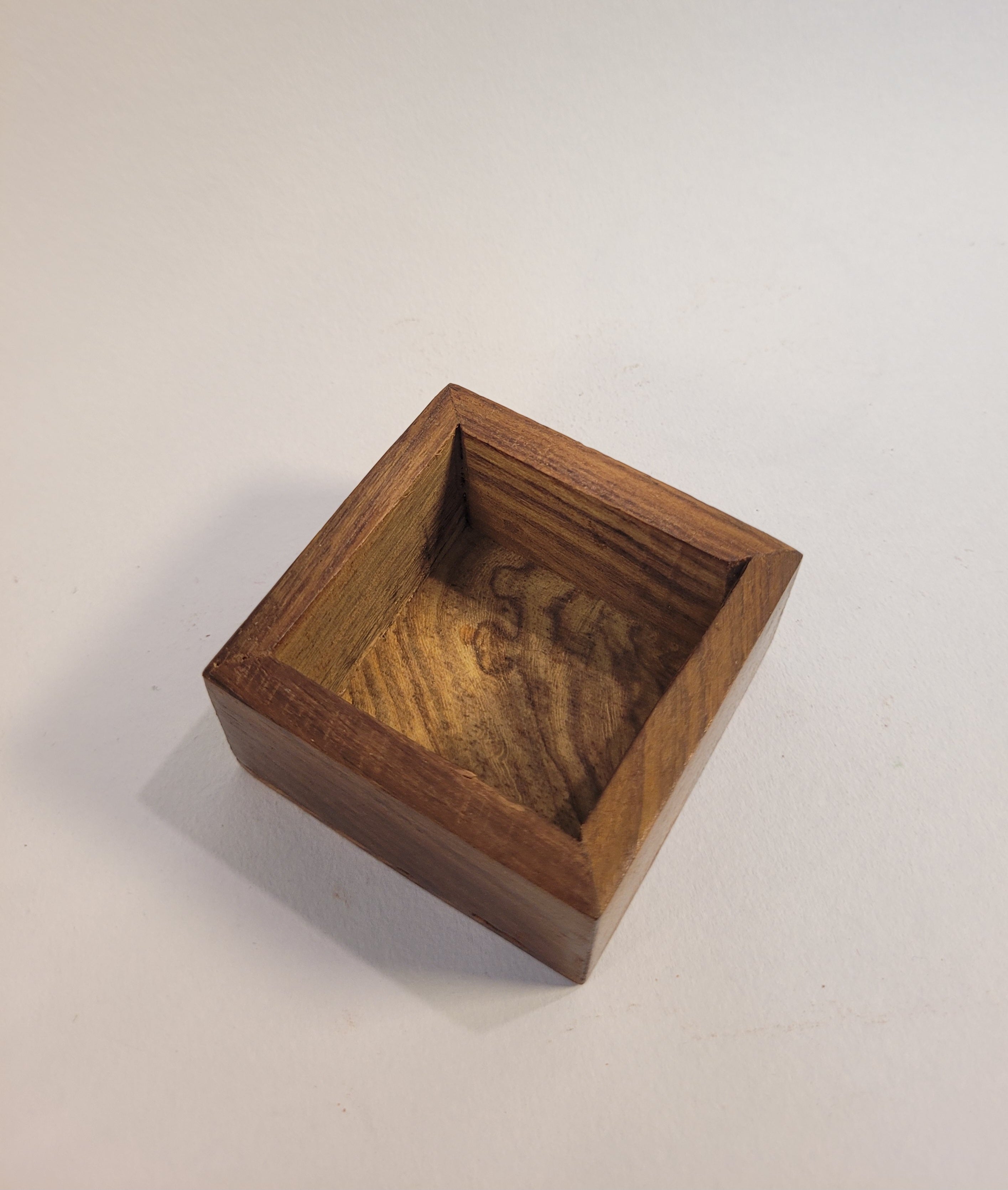 Small Square Wooden Candle Bowl (3.5" x 3.5" x 1.1")