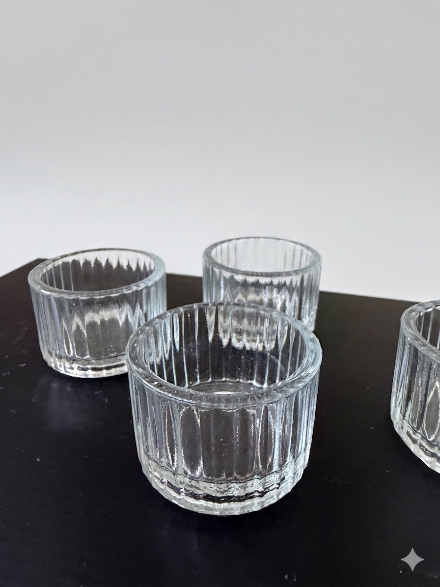 Ribbed Lining Glass Tealight Cup (1.8 x 1.1 Inch)