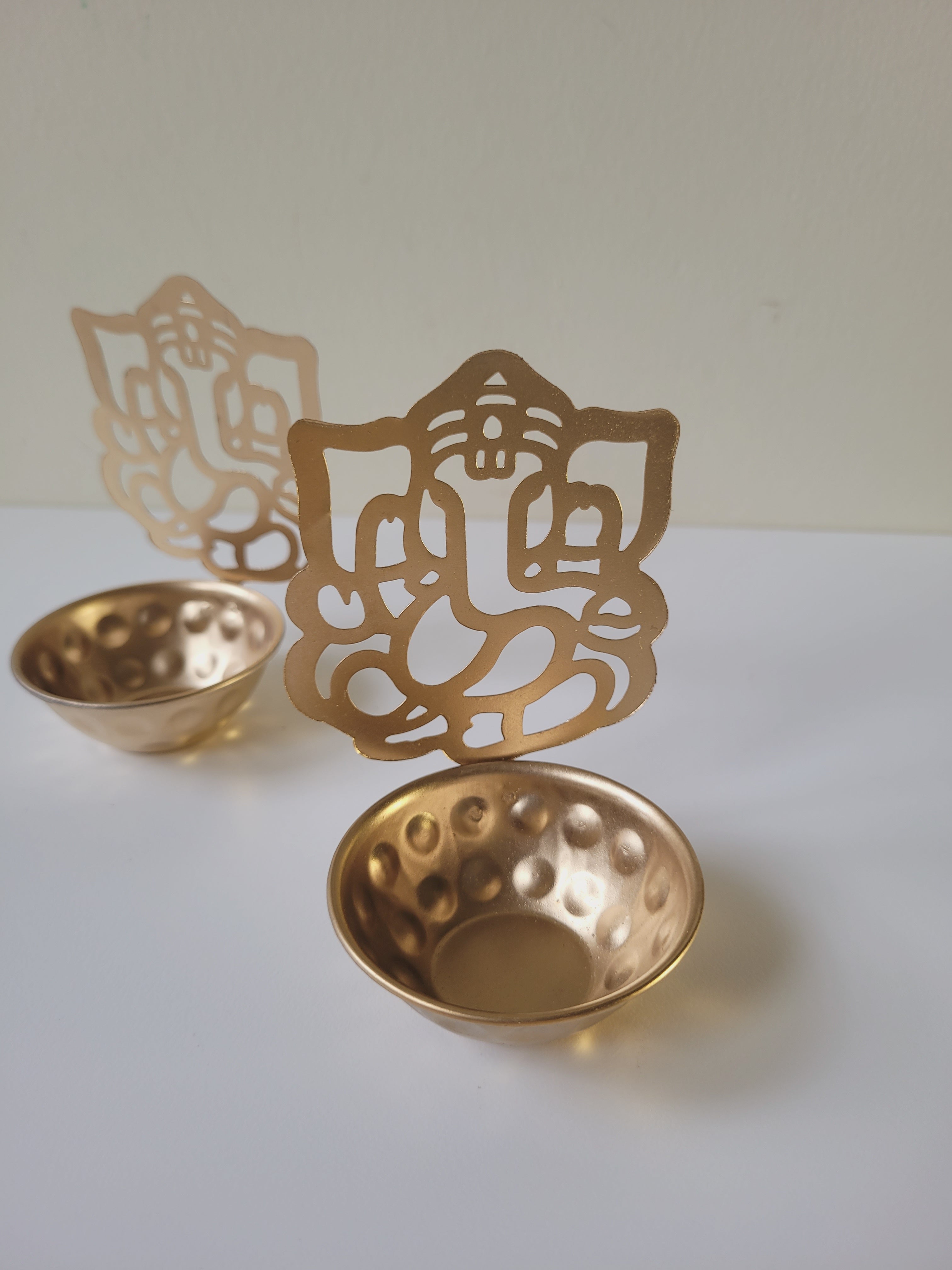 Golden Ganesha Mini T-light Diya Containers (1.3")