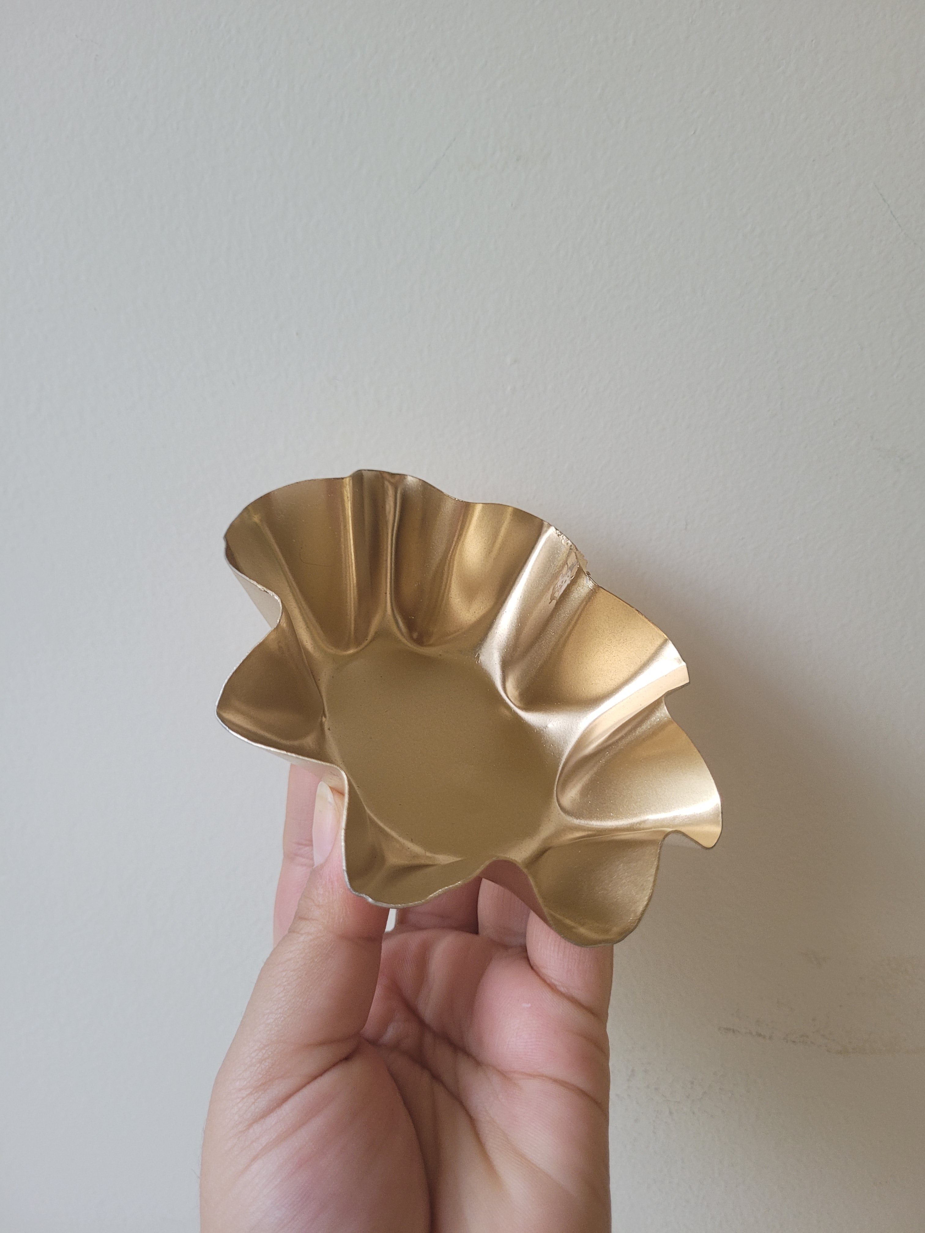 Golden Wavy Metal Urli Candle Containers (3.5")