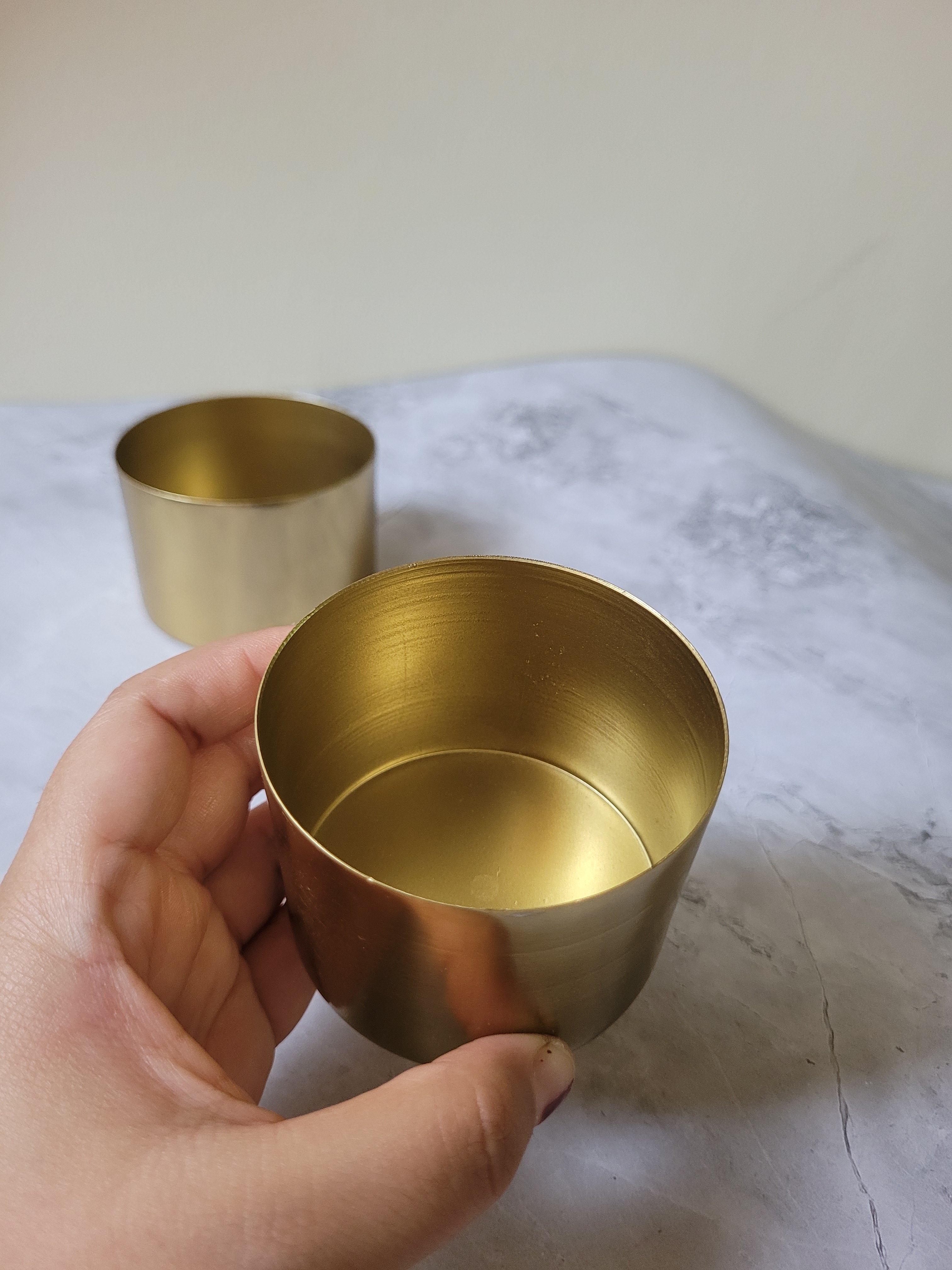Golden Cylinder Metal Urli Candle Container (2.5" & 3")