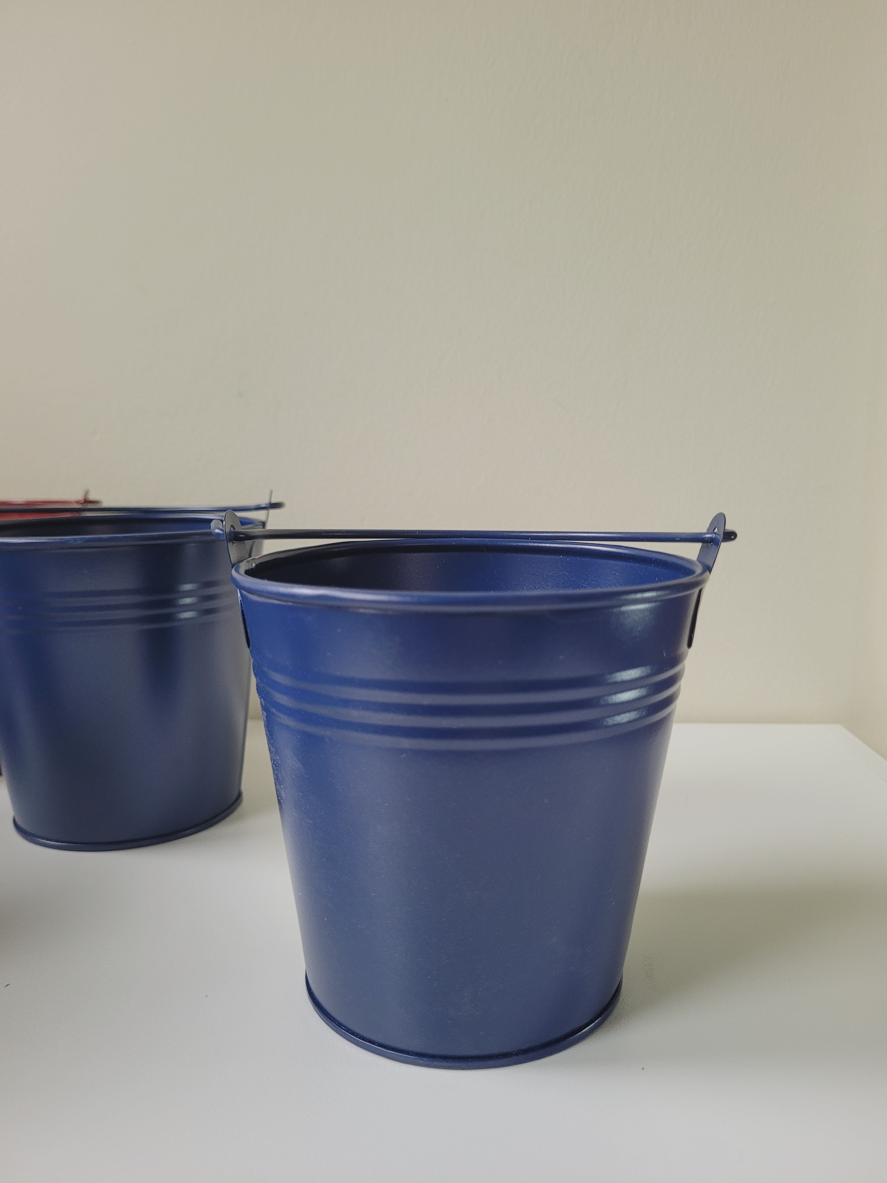 Mini Colorful Metal Bucket Containers for Bouquet Candles (4" x 4")