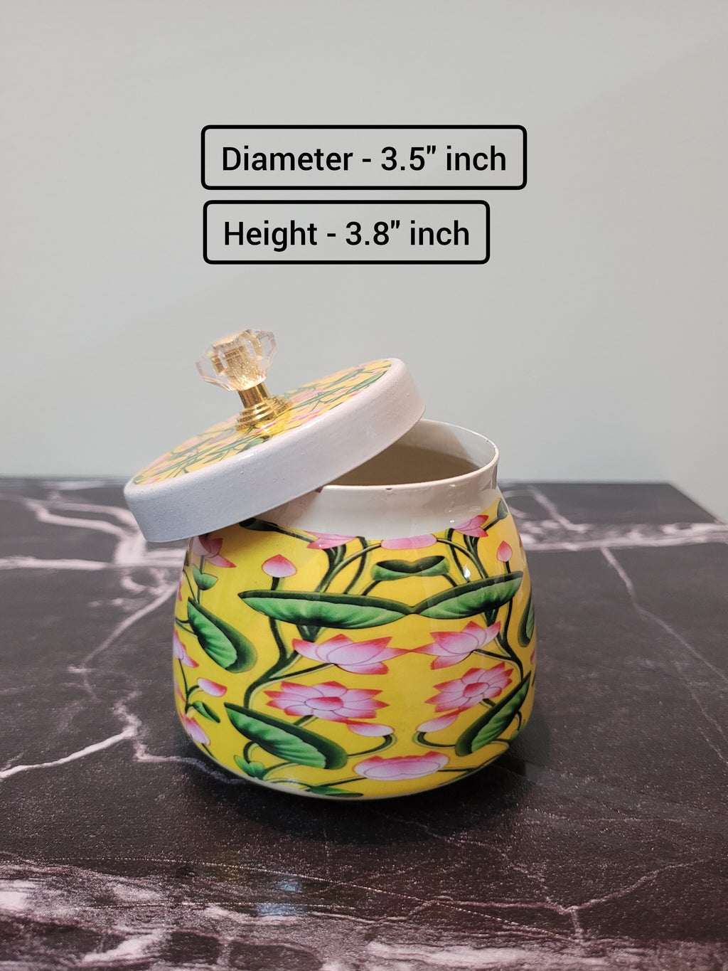 Pichwai Printed Festive Jar with Lid (3.5" x 3.8")