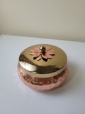 Premium Hammered Copper Finish Metal Urli Jar with Lid (4" x 2")