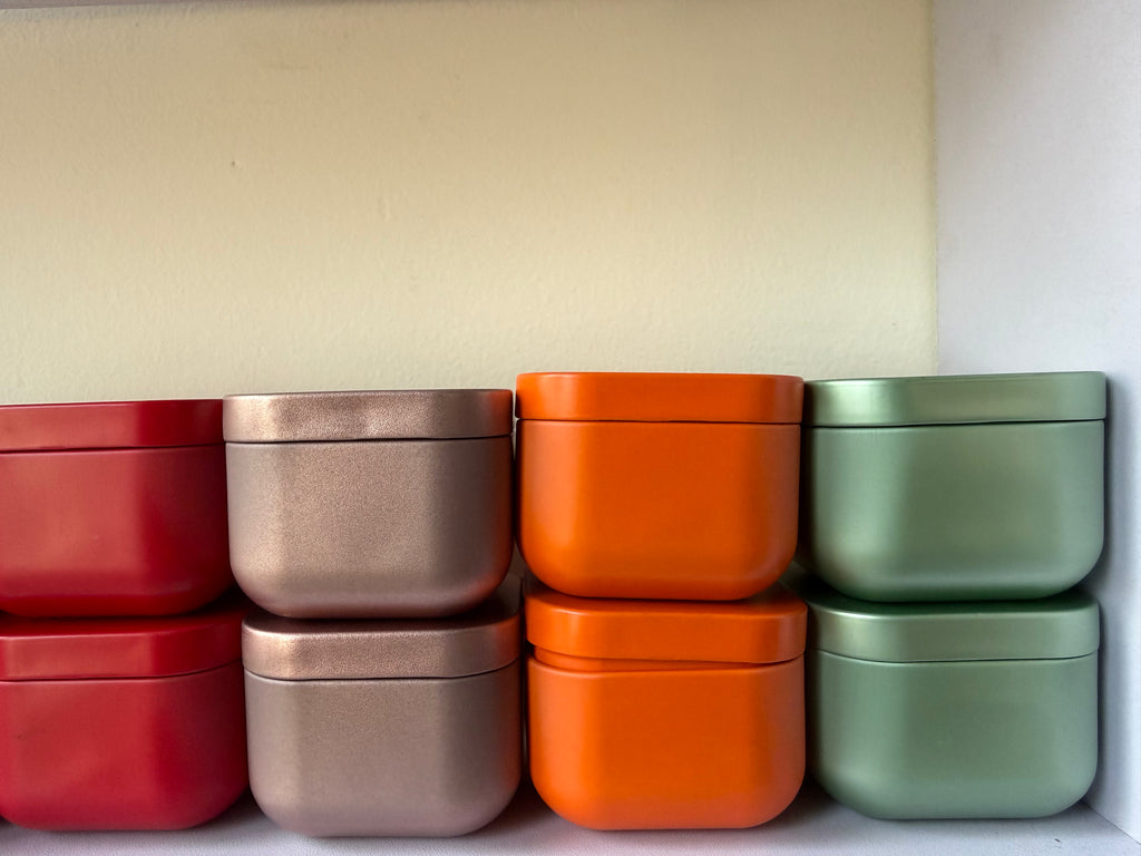 Square Tin Candle Jars with Lids - Multi-Color (2.1 x 2.1 Inch)