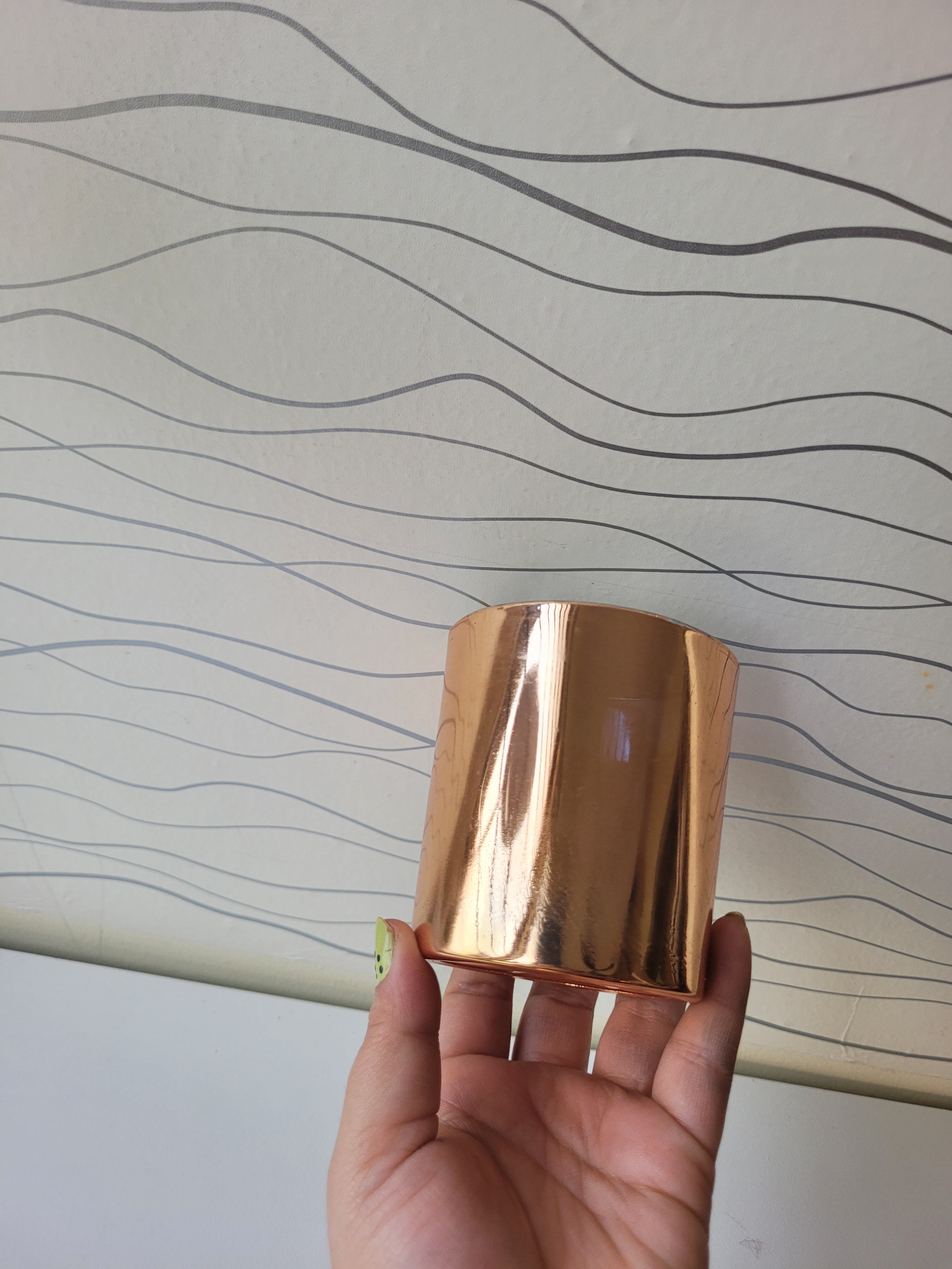 Golden Finish Glass Candle Jar (250ml)