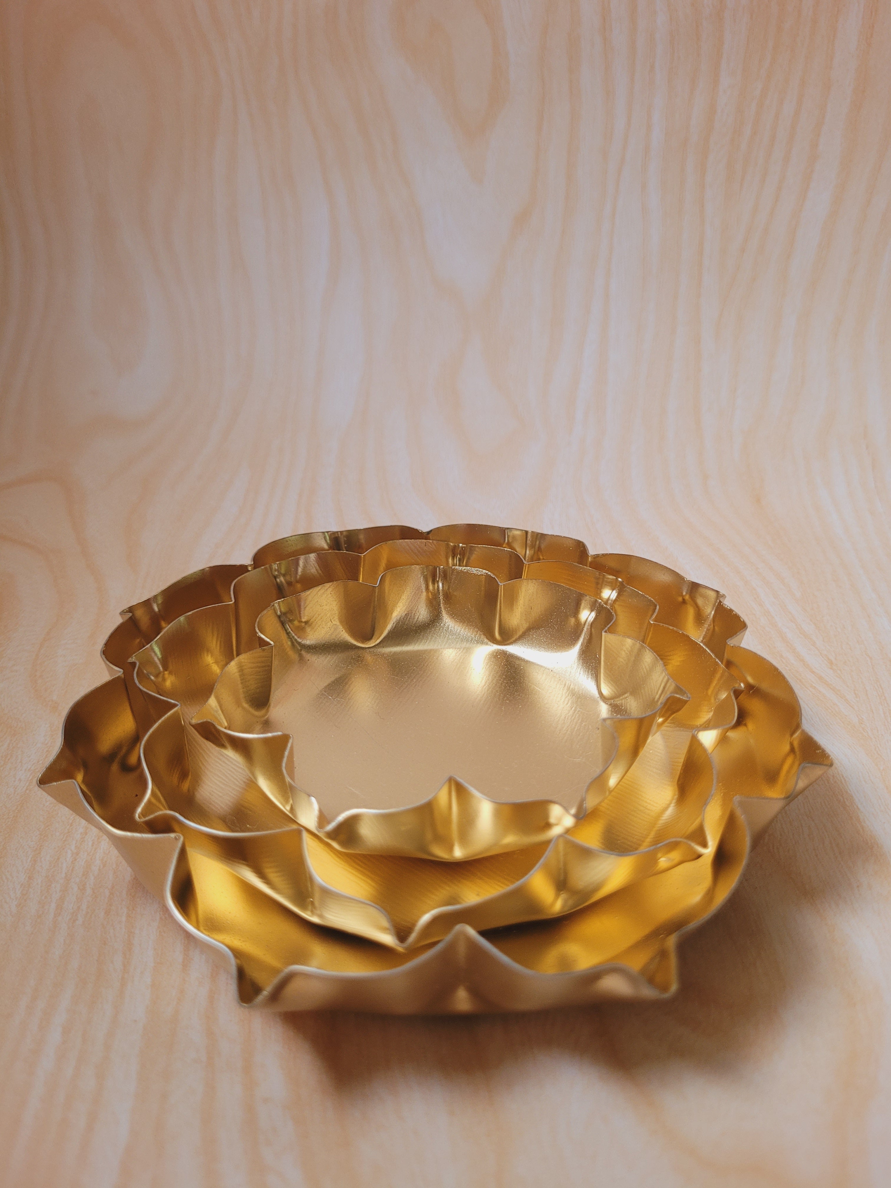 Golden Lotus Metal Urli Candle Container (3.5", 4.5" & 5.5")