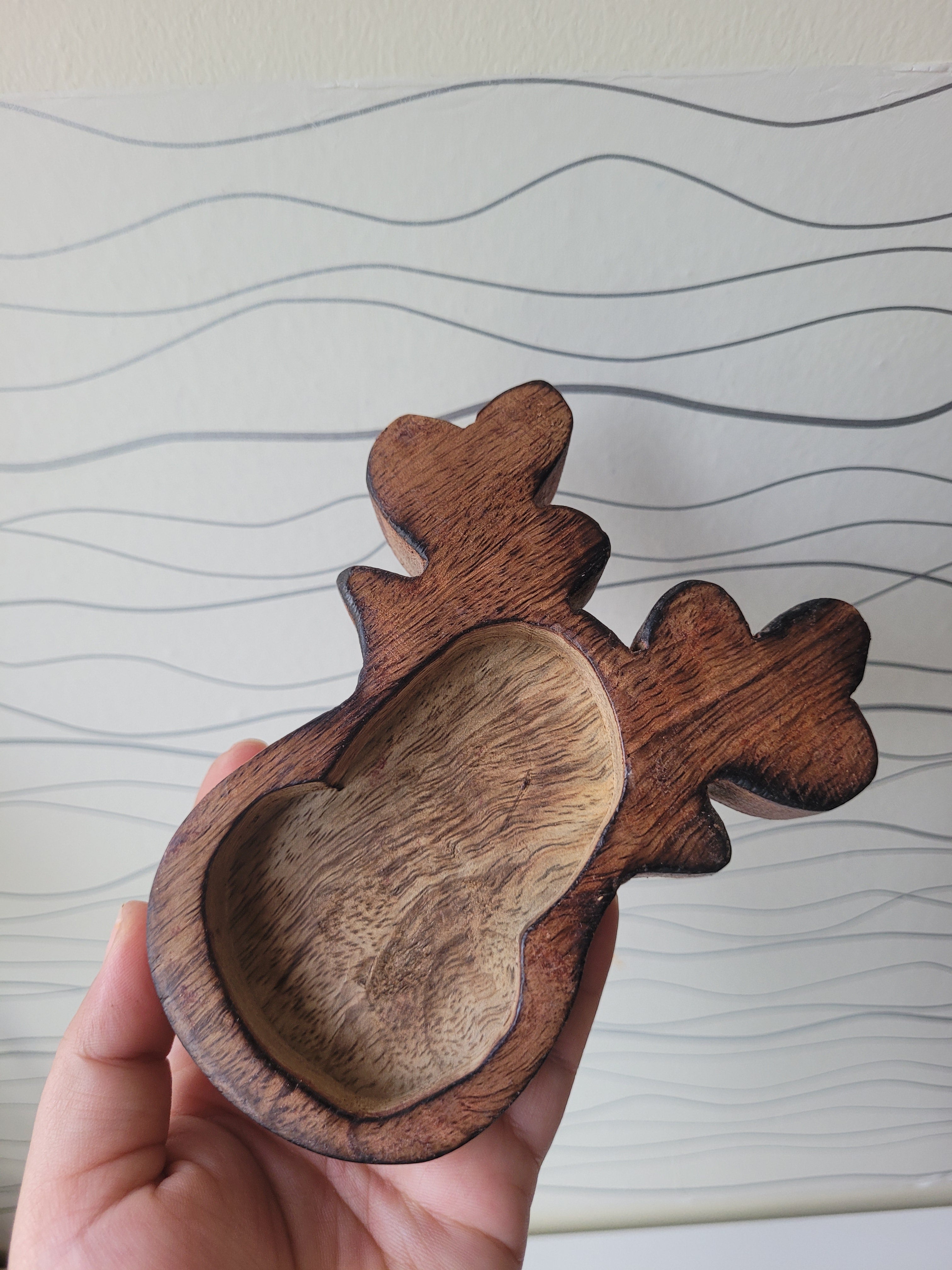 Reindeer Wooden Bowl 5 Inch