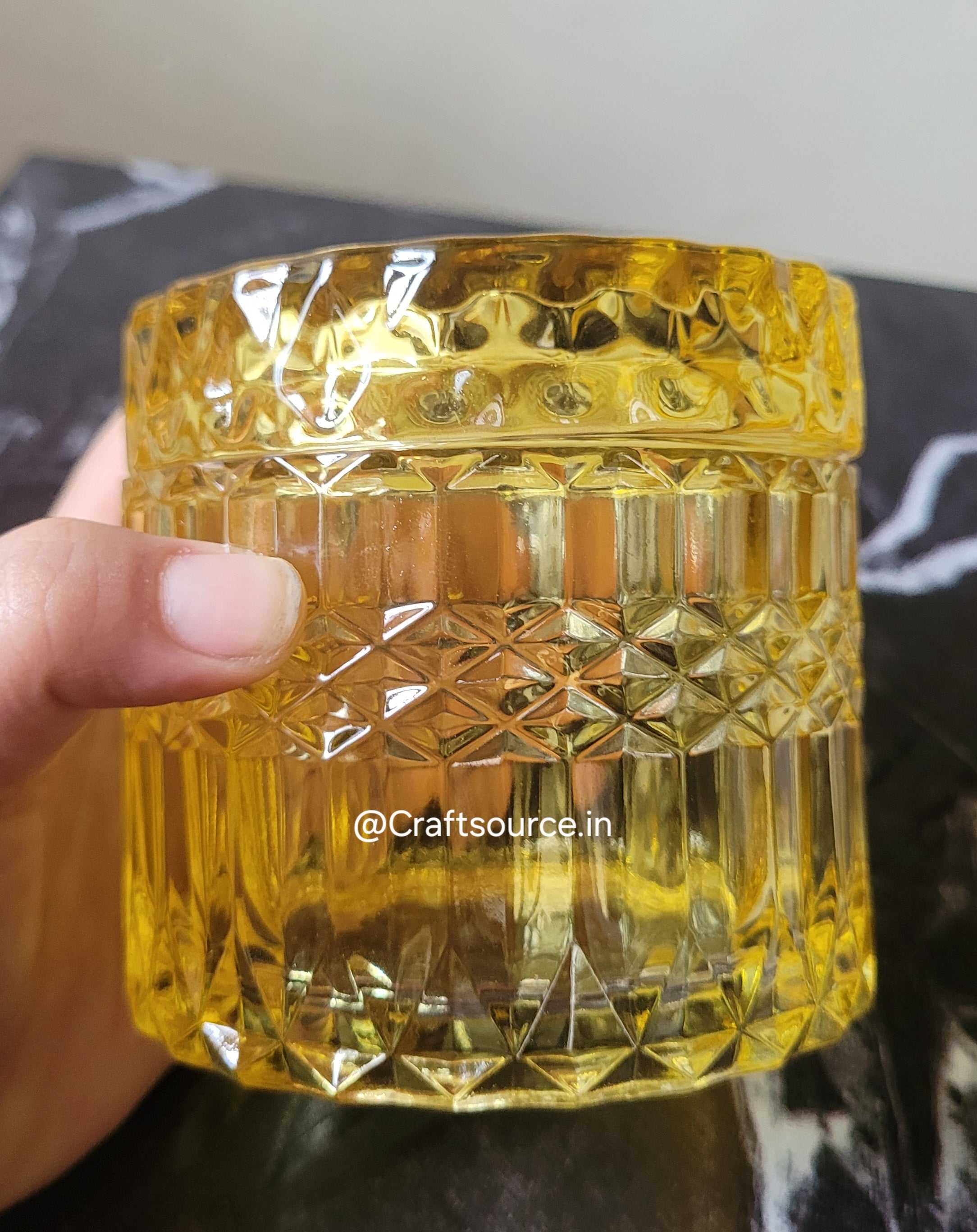 Color Crystal Candle Jar with Lid (3.5 x 3.5 Inch)