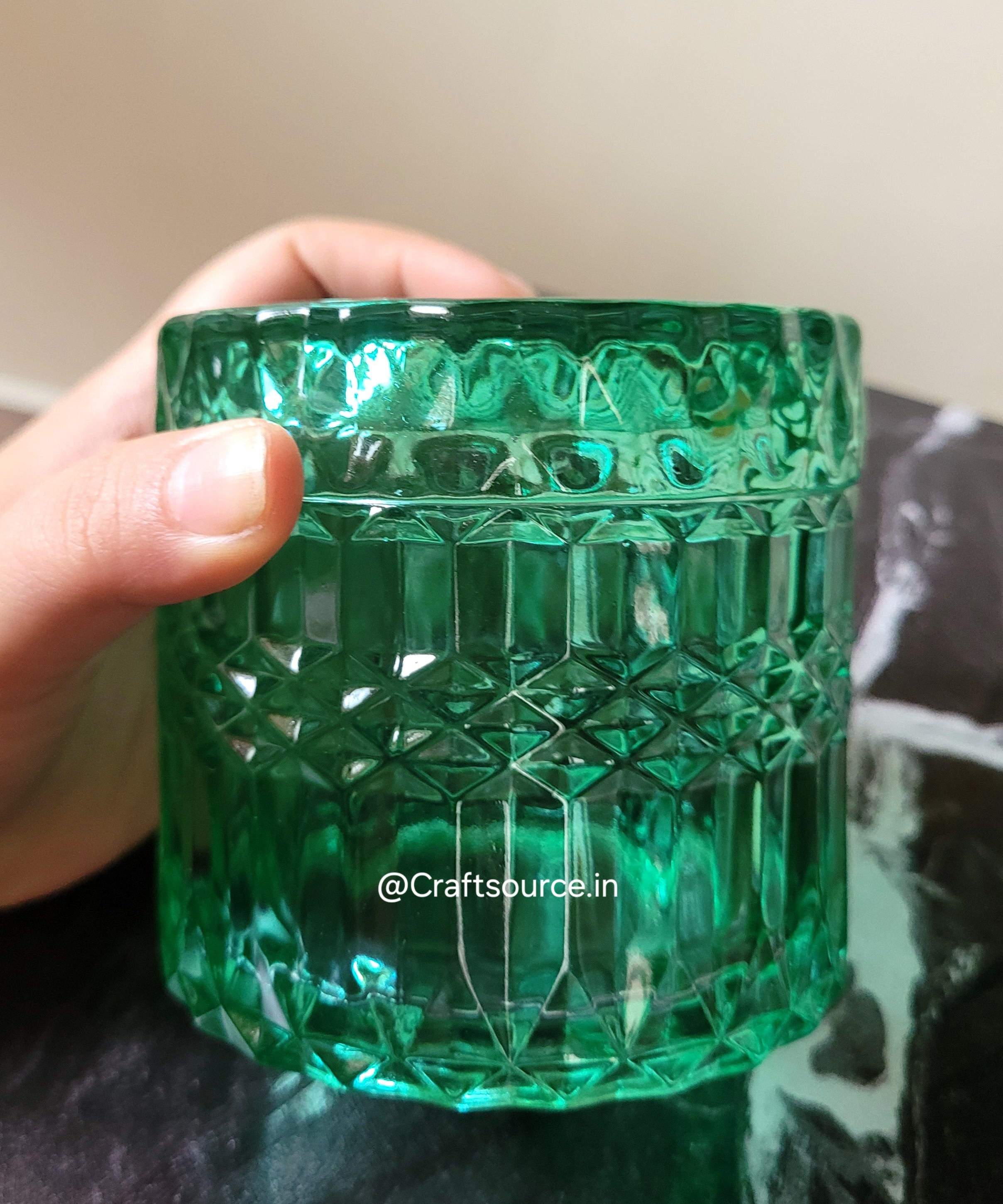 Color Crystal Candle Jar with Lid (3.5 x 3.5 Inch)