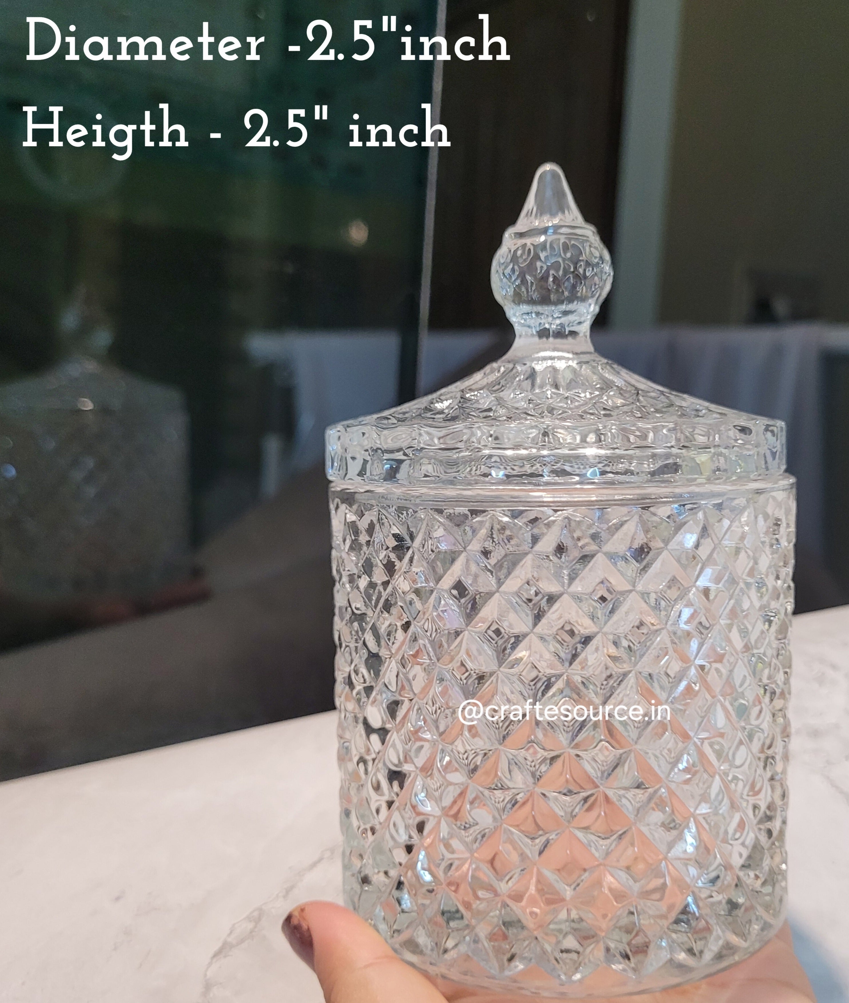 Diamond-Cut Crystal Candle Jar with Crown Lid (2 Sizes)