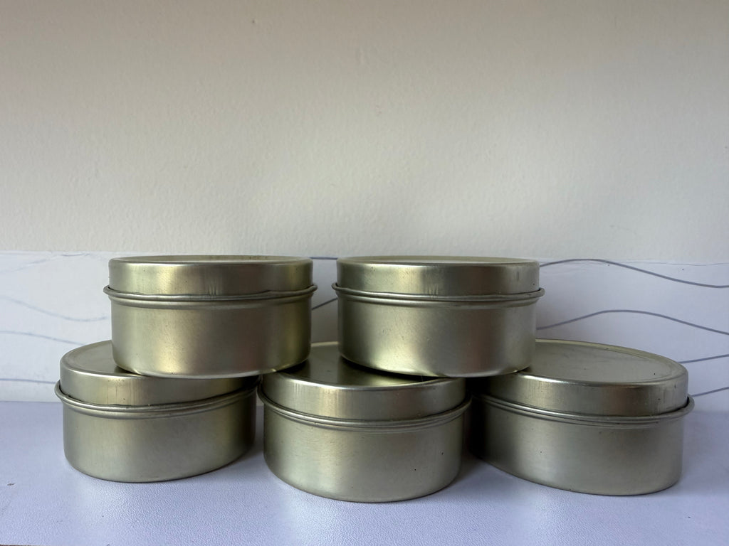 Gold Tin Candle Jar Medium with Lid (2.4 x 1.7 Inch)