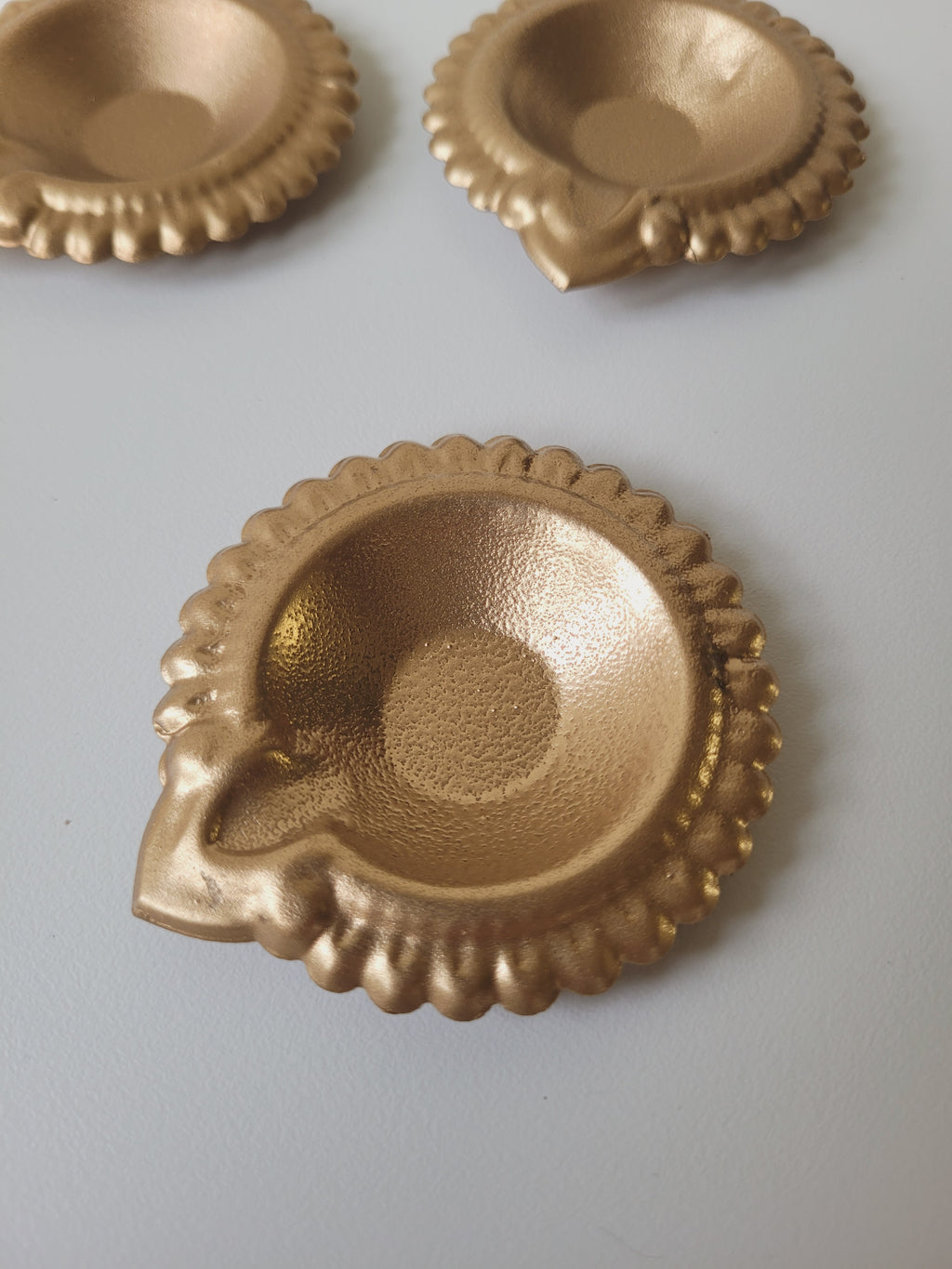 Golden Mini Diya Tealight Metal Urli Containers (2.2" & 2.7")