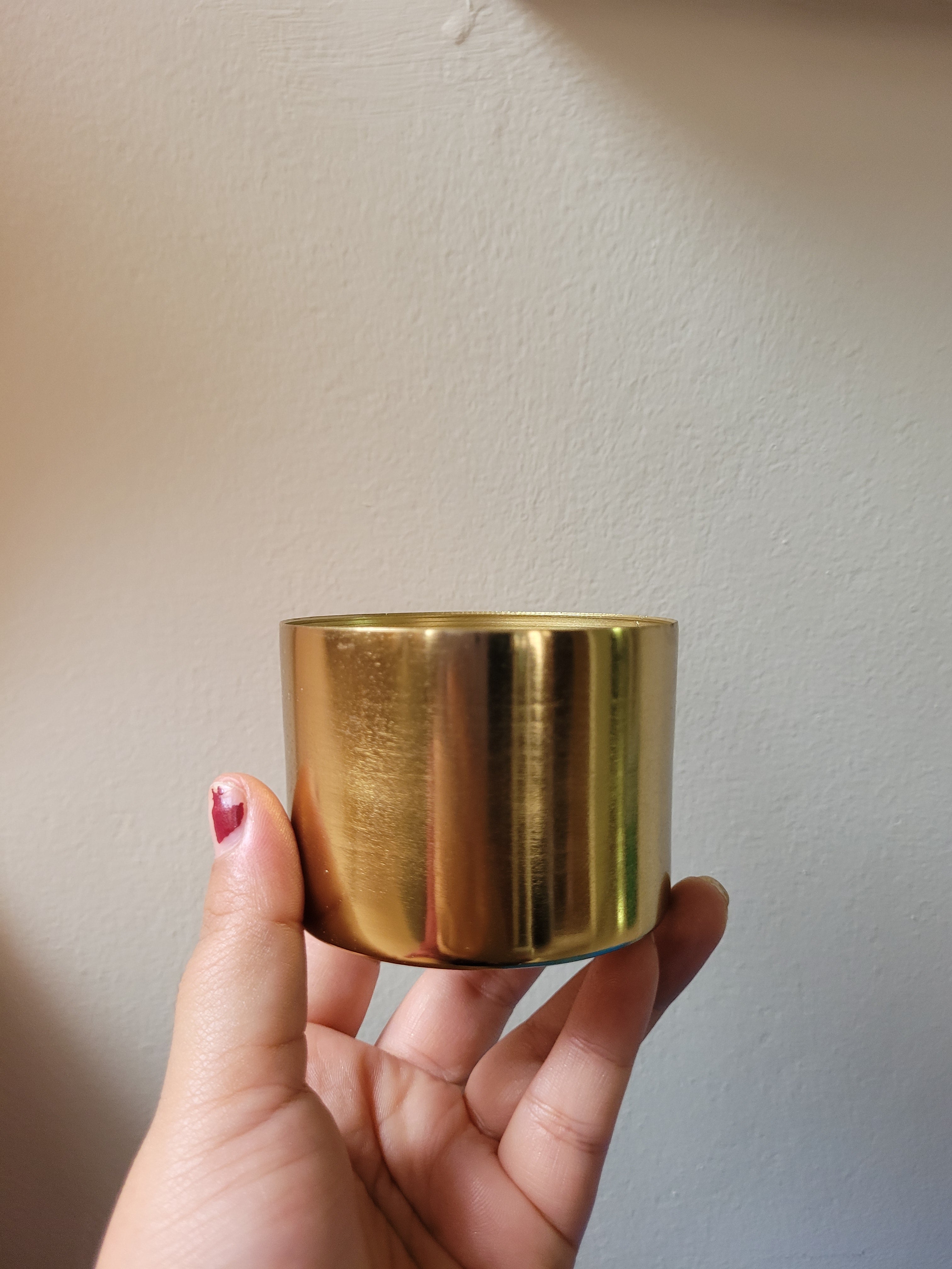 Golden Cylinder Metal Urli Candle Container (2.5" & 3")
