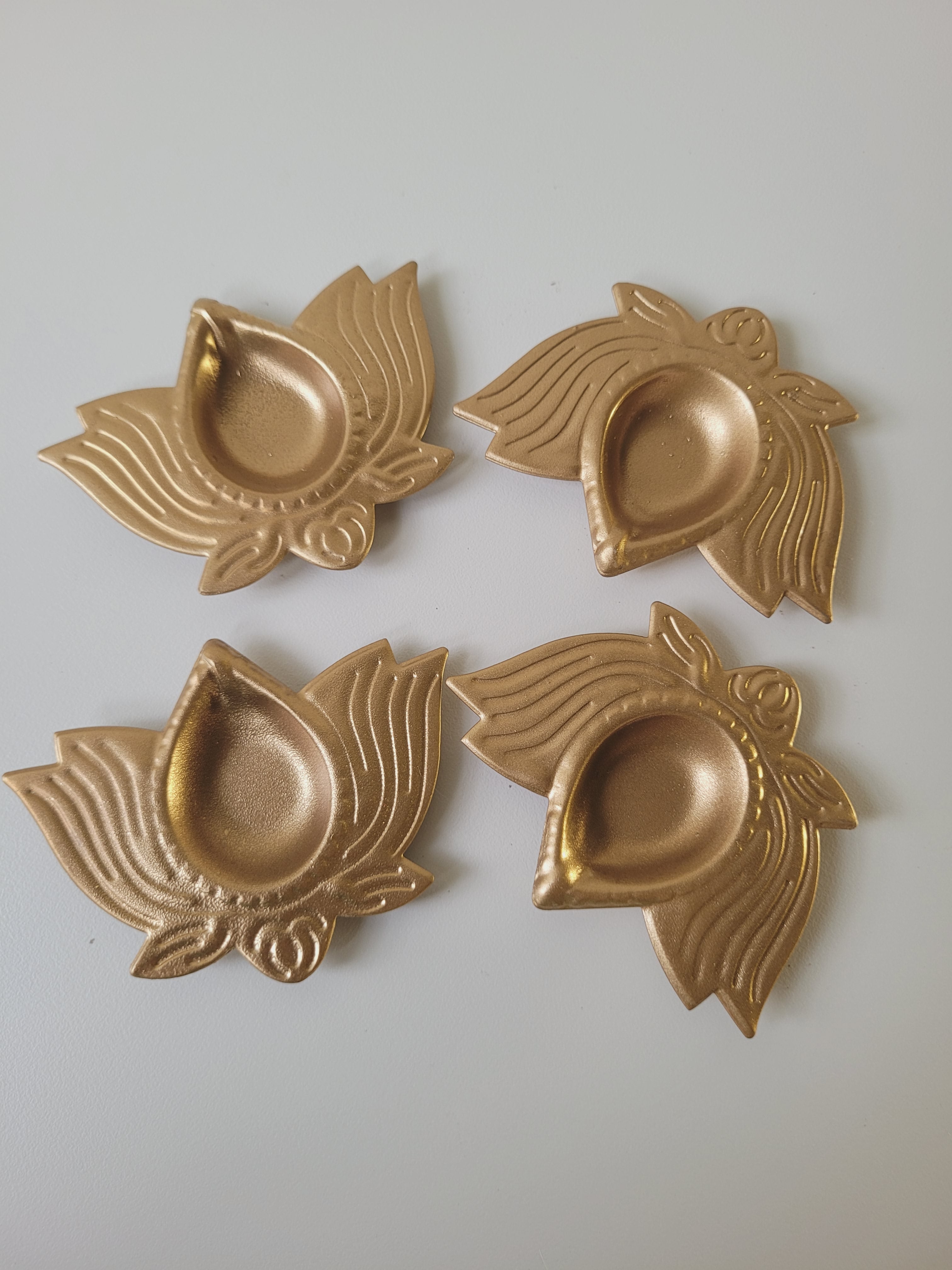 Golden Mini Lotus T-light Metal Urli Containers (1.2")